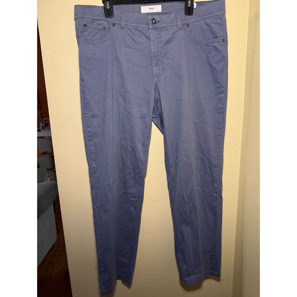 Brax 'Cooper Fancy' Mens Dusty Blue Chino Pants | Size 38x34 | Straight Cut